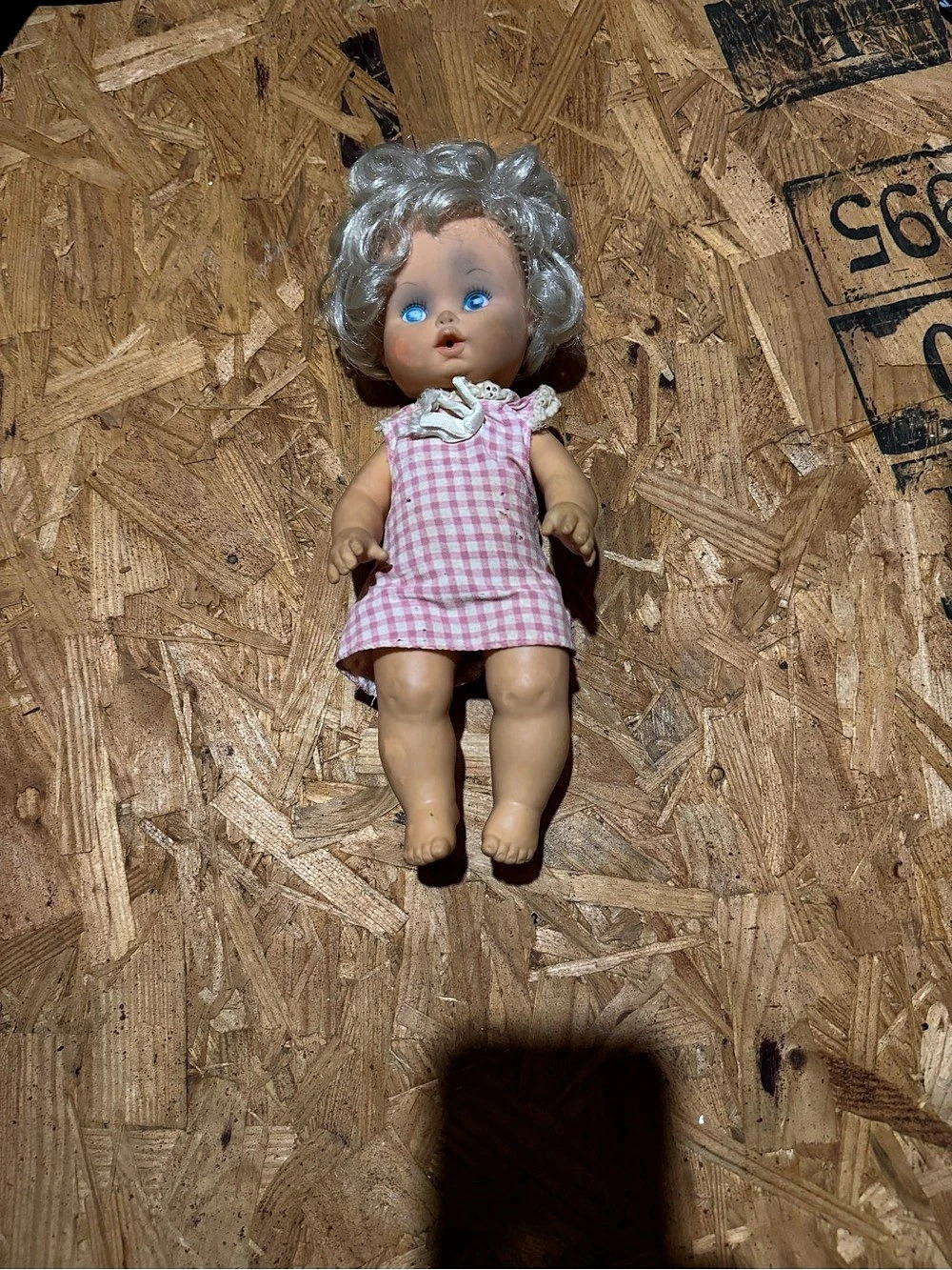 Vintage Style Doll Pink & White Gingham